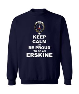 ScotsTee Shop Navy Blue Scottish Erskine Clan Keep Calm and Be Proud To Be an Erskine Sweatshirt