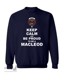 ScotsTee Shop Navy Blue Scottish MacLeod of Harris Clan Keep Calm and Be Proud To Be a MacLeod Sweatshirt