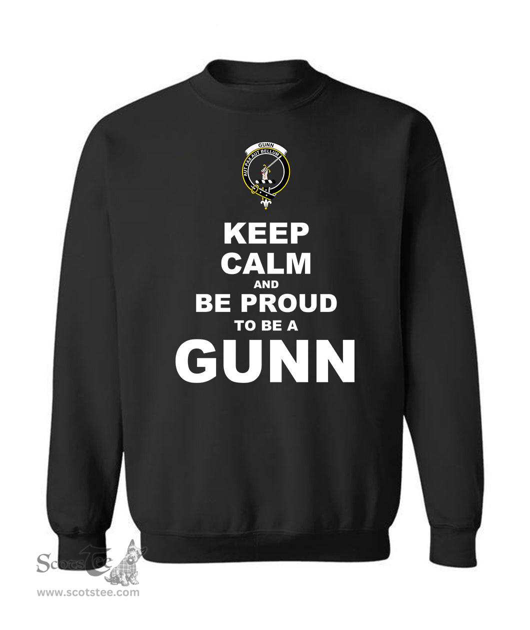 ScotsTee Shop Black Scottish Gunn Clan Keep Calm and Be Proud To Be a Gunn Sweatshirt