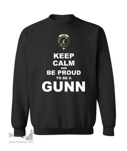 ScotsTee Shop Black Scottish Gunn Clan Keep Calm and Be Proud To Be a Gunn Sweatshirt