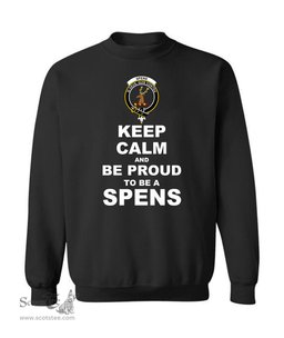 ScotsTee Shop Black Scottish Spens (or Spence) Clan Keep Calm and Be Proud To Be a Spens Sweatshirt