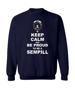 ScotsTee Shop Navy Blue Scottish Sempill (or Semple) Clan Keep Calm and Be Proud To Be a Sempill Sweatshirt