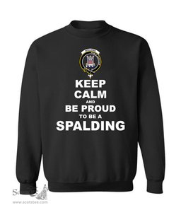 ScotsTee Shop Black Scottish Spalding Clan Keep Calm and Be Proud To Be a Spalding Sweatshirt