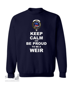 ScotsTee Shop Navy Blue Scottish Weir Clan Keep Calm and Be Proud To Be a Weir Sweatshirt