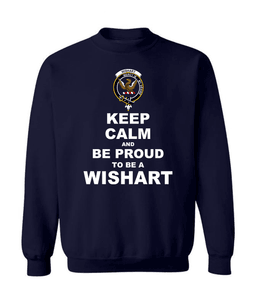 ScotsTee Shop Navy Blue Scottish Wishart Clan Keep Calm and Be Proud To Be a Wishart Sweatshirt