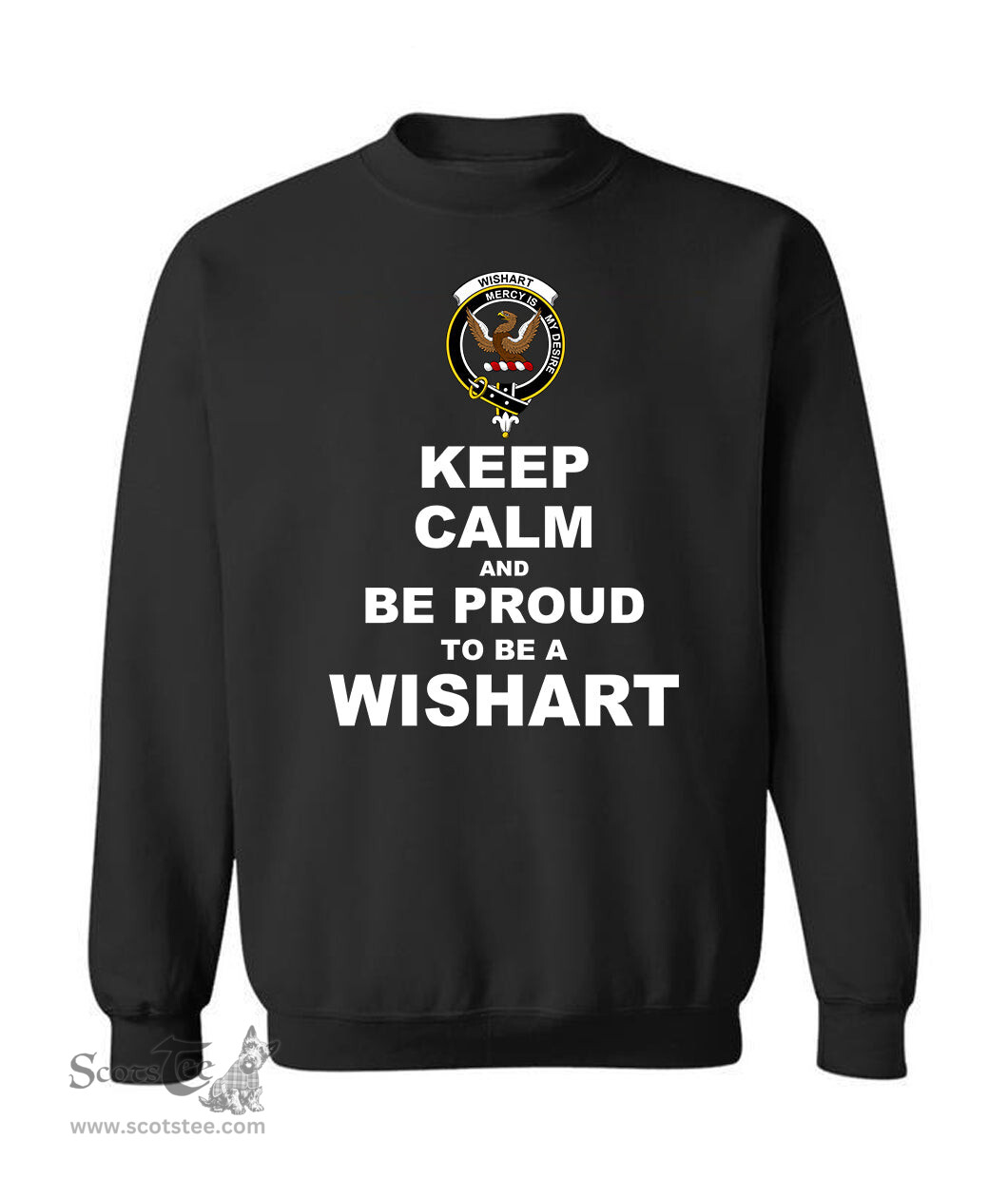ScotsTee Shop Black Scottish Wishart Clan Keep Calm and Be Proud To Be a Wishart Sweatshirt
