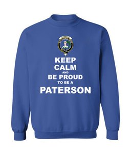ScotsTee Shop Royal Blue Scottish Paterson Clan Keep Calm and Be Proud To Be a Paterson Sweatshirt