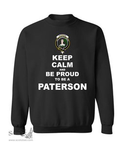 ScotsTee Shop Black Scottish Paterson Clan Keep Calm and Be Proud To Be a Paterson Sweatshirt