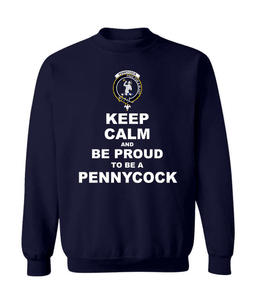 ScotsTee Shop Navy Blue Scottish Pennycook Clan Keep Calm and Be Proud To Be a Pennycook Sweatshirt
