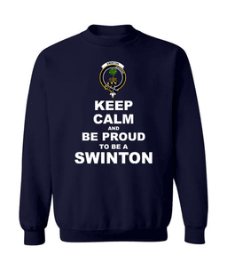 ScotsTee Shop Navy Blue Scottish Swinton Clan Keep Calm and Be Proud To Be a Swinton Sweatshirt