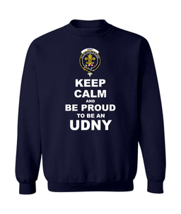ScotsTee Shop Navy Blue Scottish Udny Clan Keep Calm and Be Proud To Be an Udny Sweatshirt