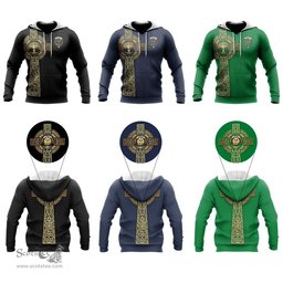 Scottish Carnegie Clan Mens Knitted Hoodie with Golden Celtic Tree Of Life Tartan Plaid Hoodies Scottish Plaid Tartan Plaid - ScotsTee - scotstee.com