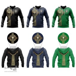 Scottish Bethune Clan Mens Knitted Hoodie with Golden Celtic Tree Of Life Tartan Plaid Hoodies Scottish Plaid Tartan Plaid - ScotsTee - scotstee.com