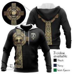 Scottish Malcolm Clan Mens Knitted Hoodie with Golden Celtic Tree Of Life Tartan Plaid Hoodies Scottish Plaid Tartan Plaid - ScotsTee - scotstee.com