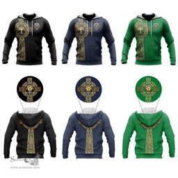 Scottish Sinclair Clan Mens Knitted Hoodie with Golden Celtic Tree Of Life Tartan Plaid Hoodies Scottish Plaid Tartan Plaid - ScotsTee - scotstee.com