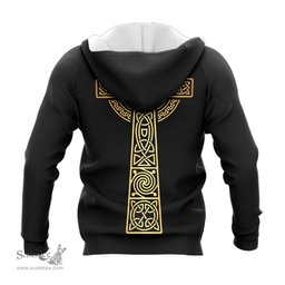 Scottish Scrymgeour Clan Mens Knitted Hoodie with Golden Celtic Tree Of Life Tartan Plaid Hoodies Scottish Plaid Tartan Plaid - ScotsTee - scotstee.com