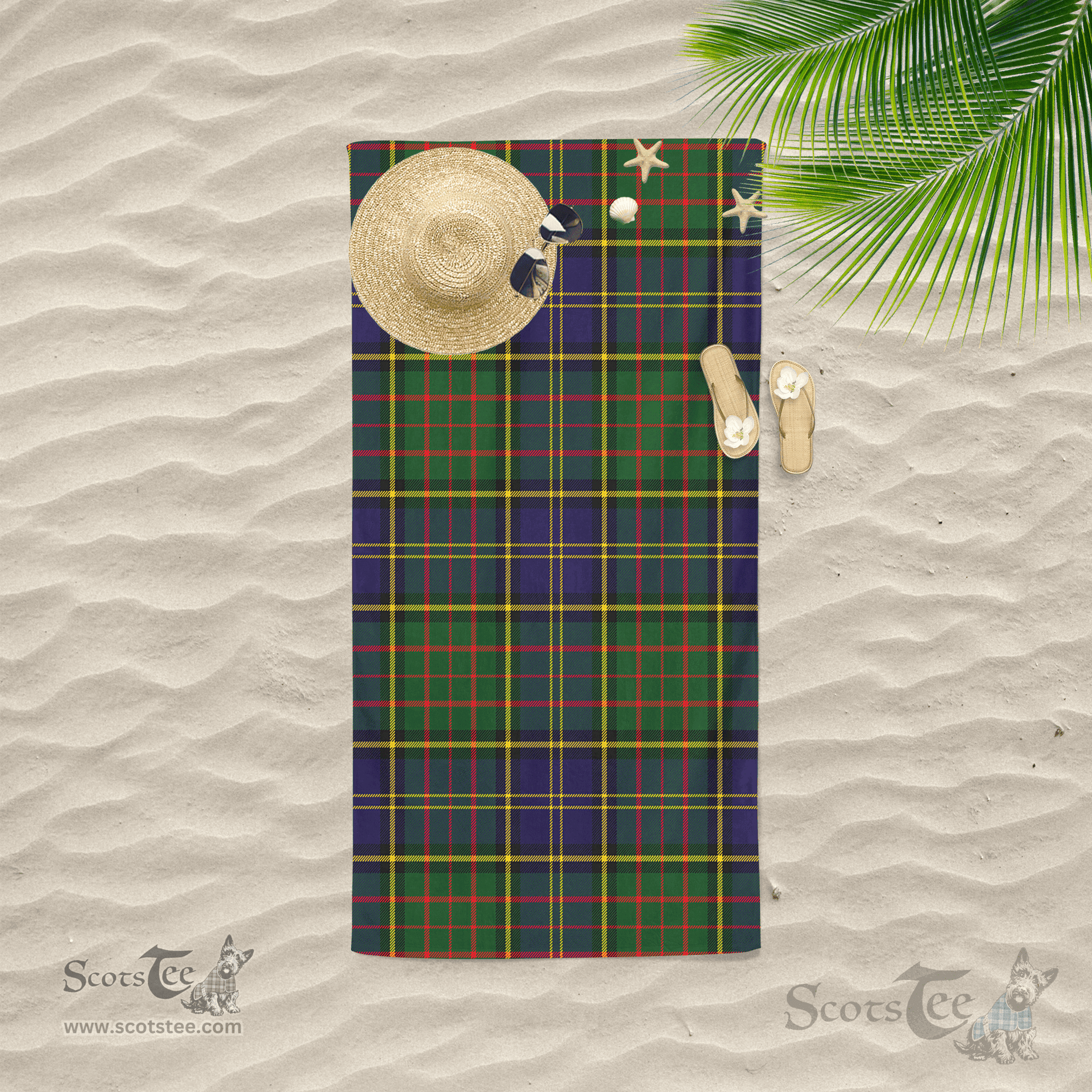 Scottish MacMillan Hunting Modern Clan Tartan Beach Towel