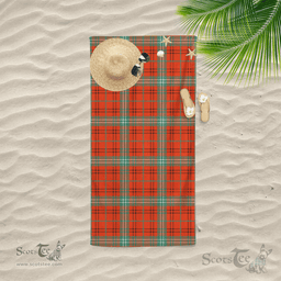 Scottish Morrison Red Ancient Clan Tartan Beach Towel