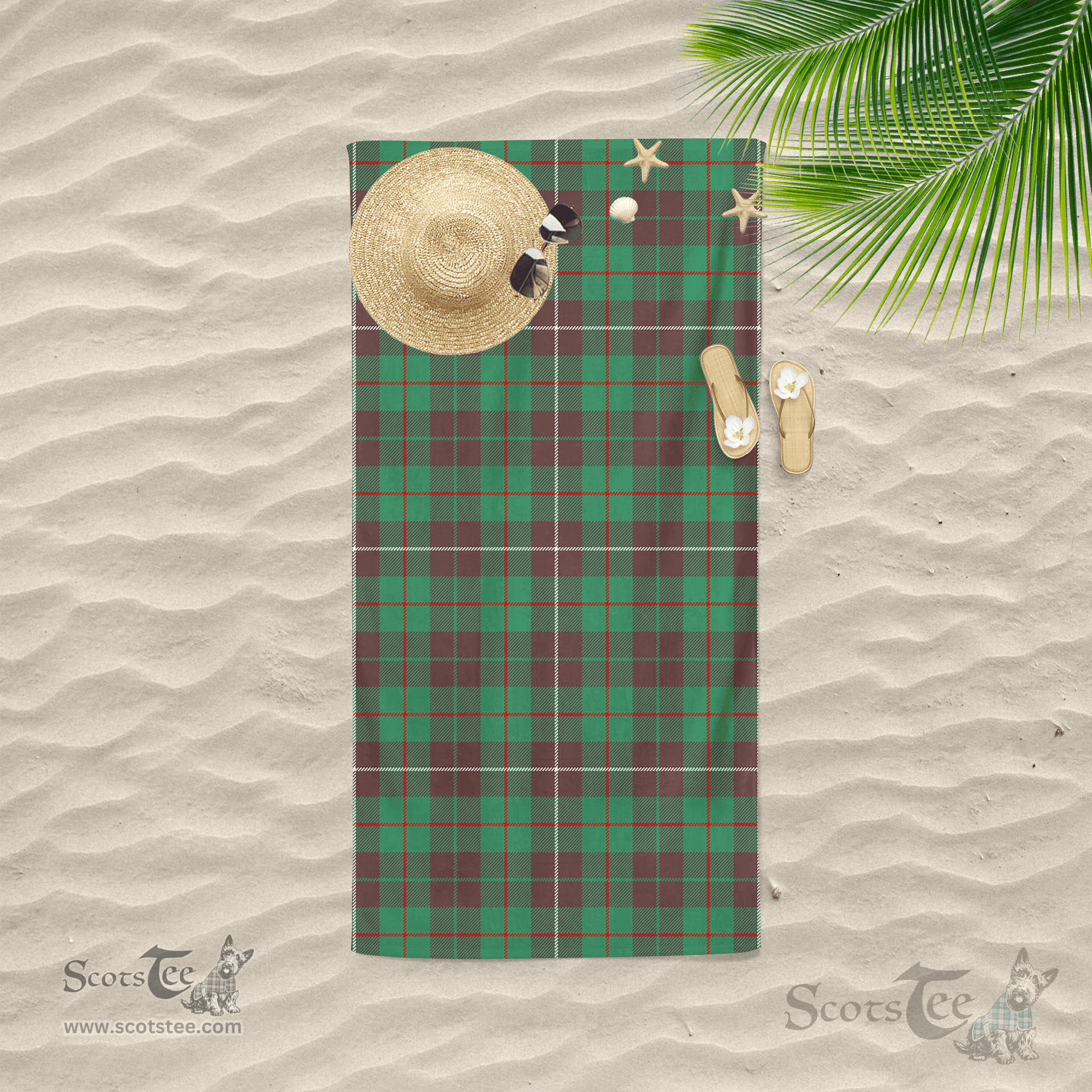 Scottish MacKinnon Hunting Ancient Clan Tartan Beach Towel