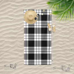 Scottish MacFarlane Black And White Clan Tartan Beach Towel