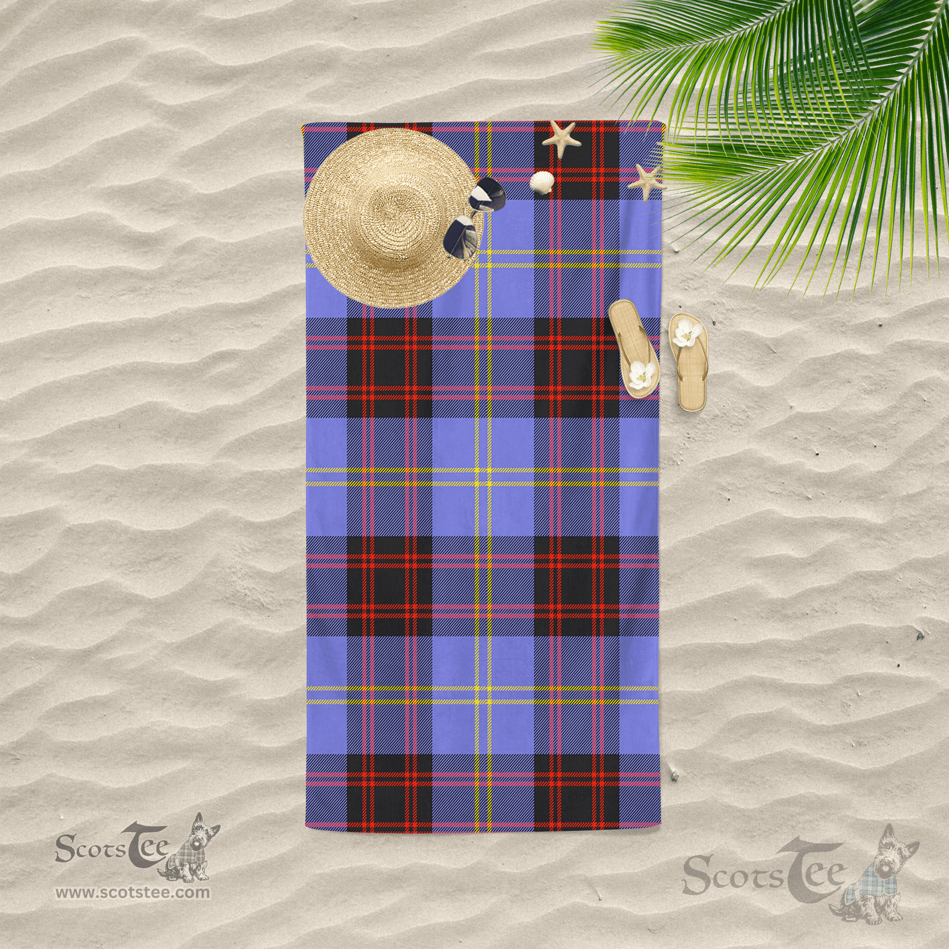 Scottish Rutherford Clan Tartan Beach Towel