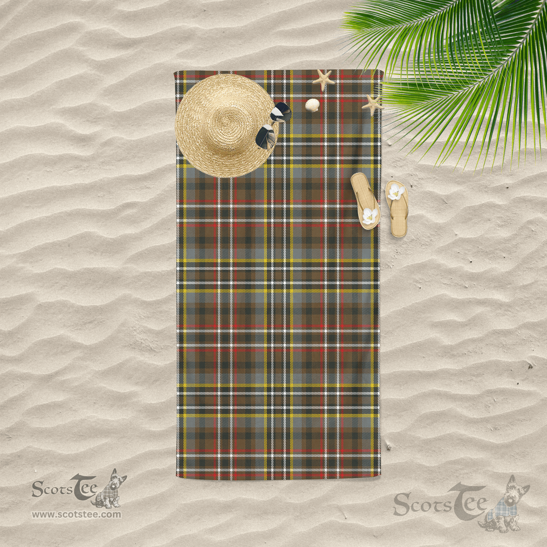 Scottish Scott Green Weathered Clan Tartan Beach Towel