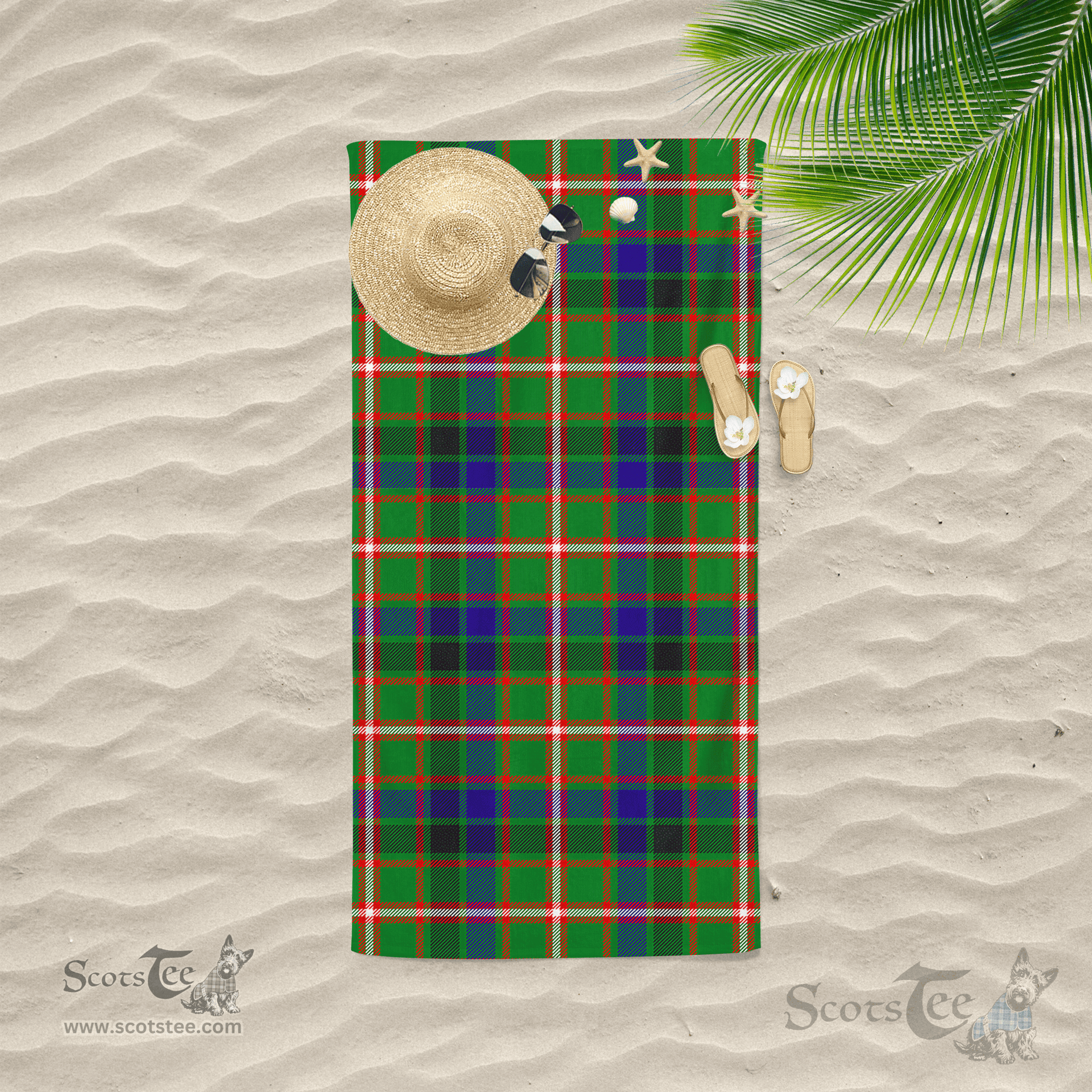 Scottish Reid Green Clan Tartan Beach Towel