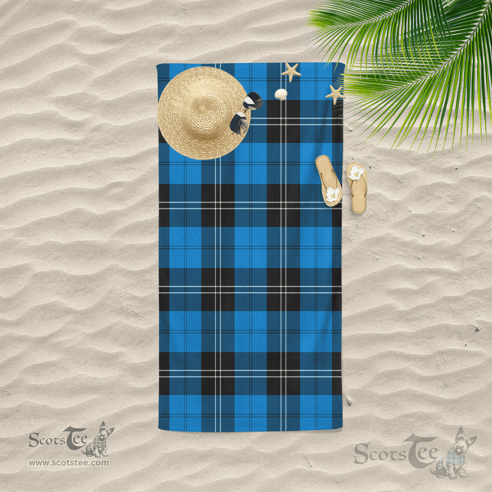 Scottish Ramsay Blue Ancient Clan Tartan Beach Towel