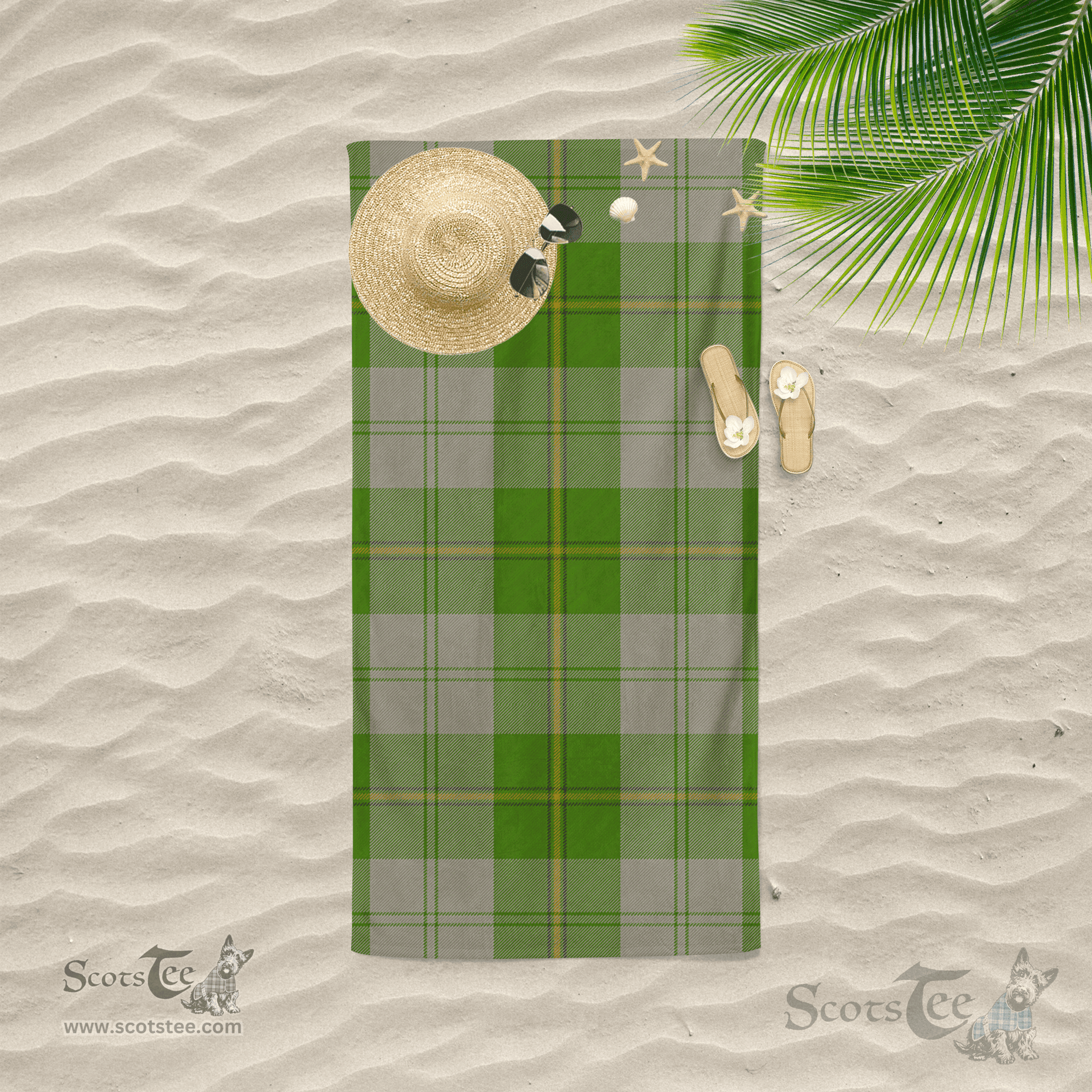 Scottish Cunningham Dress Green Dancers Clan Tartan Beach Towel