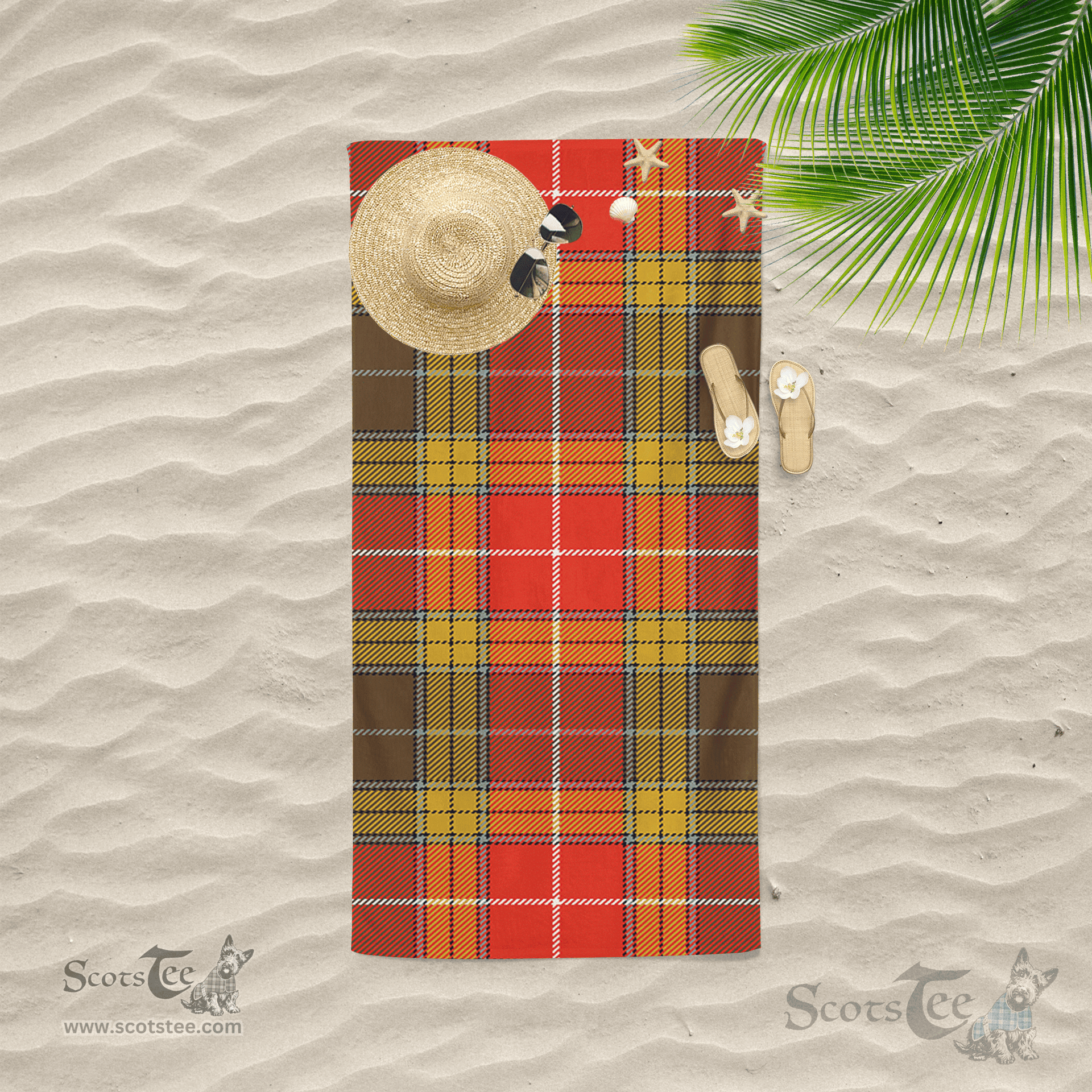 Scottish Buchanan Old Set Weathered Clan Tartan Beach Towel