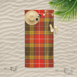 Scottish Buchanan Old Set Weathered Clan Tartan Beach Towel