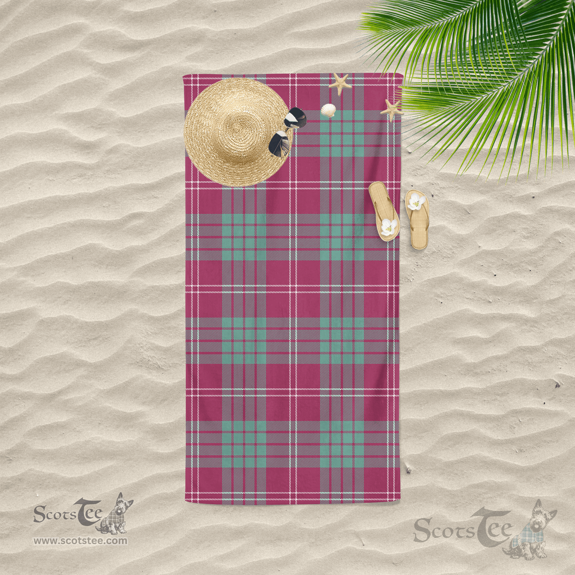 Scottish Crawford Ancient Clan Tartan Beach Towel