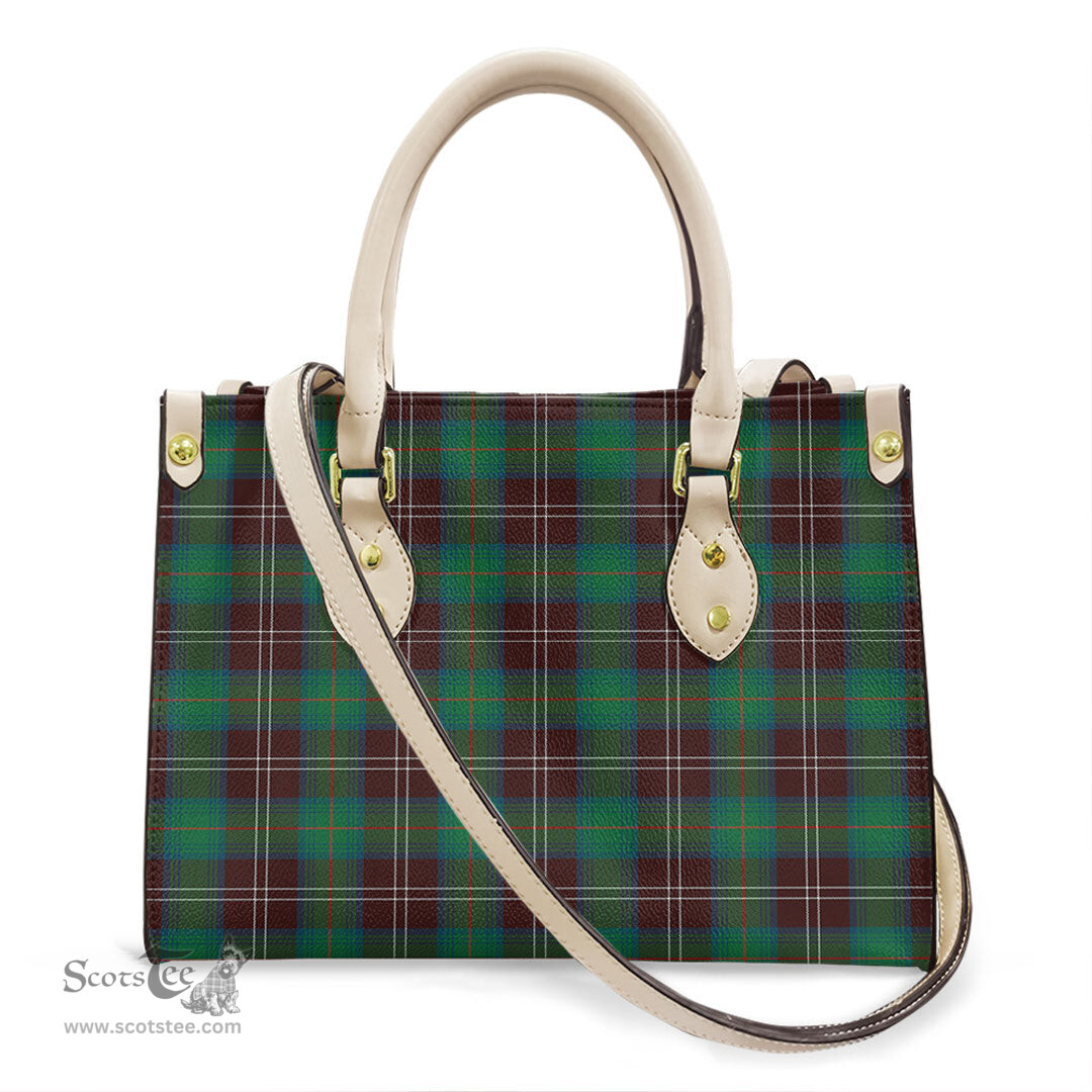 ScotsTee Shop Scottish Chisholm Hunting Ancient Clan Tartan Leather Bag with Shoulder Strap