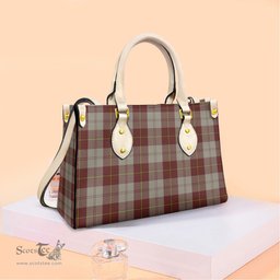 ScotsTee Shop Scottish Cunningham Burgundy Dancers Clan Tartan Leather Bag with Shoulder Strap