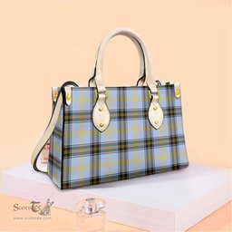 ScotsTee Shop Scottish Bell of the Borders Clan Tartan Leather Bag with Shoulder Strap