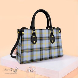 ScotsTee Shop Scottish Bell of the Borders Clan Tartan Leather Bag with Shoulder Strap