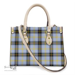 ScotsTee Shop Scottish Bell of the Borders Clan Tartan Leather Bag with Shoulder Strap