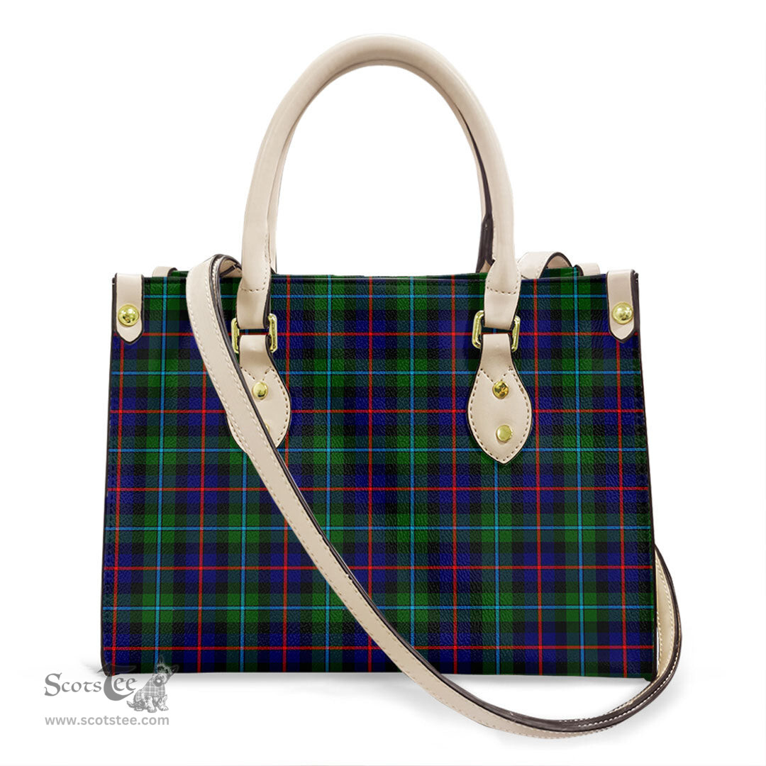 ScotsTee Shop Scottish Campbell of Cawdor Modern Clan Tartan Leather Bag with Shoulder Strap