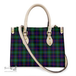 ScotsTee Shop Scottish Campbell of Cawdor Modern Clan Tartan Leather Bag with Shoulder Strap
