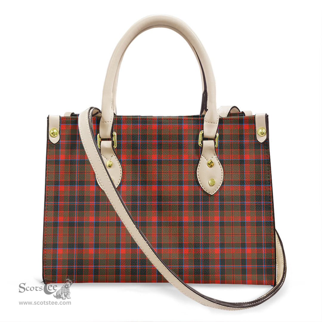 ScotsTee Shop Scottish Cumming Hunting Weathered Clan Tartan Leather Bag with Shoulder Strap