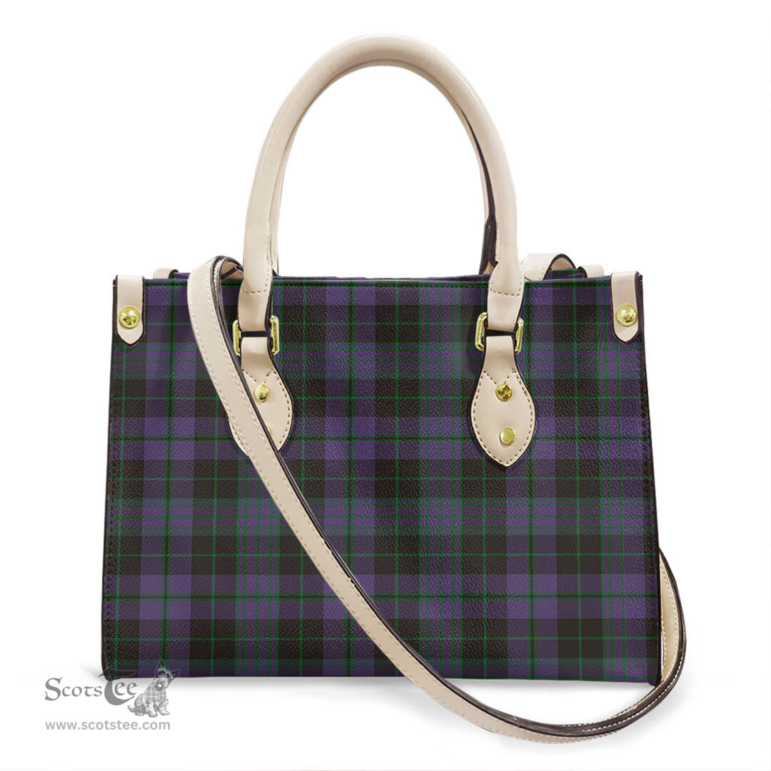 ScotsTee Shop Scottish Clergy Green Clan Tartan Leather Bag with Shoulder Strap