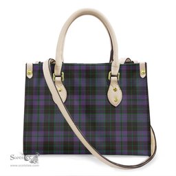 ScotsTee Shop Scottish Clergy Green Clan Tartan Leather Bag with Shoulder Strap