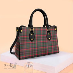 ScotsTee Shop Scottish Cumming Hunting Modern Clan Tartan Leather Bag with Shoulder Strap