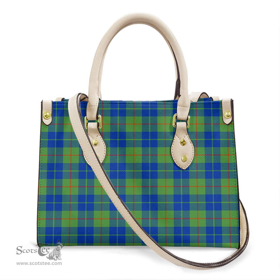 ScotsTee Shop Scottish Barclay Hunting Ancient Clan Tartan Leather Bag with Shoulder Strap