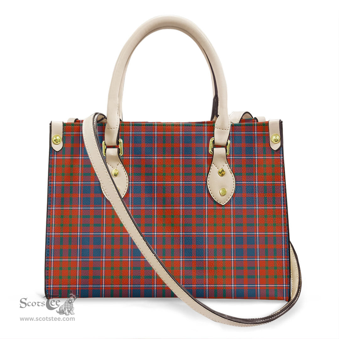 ScotsTee Shop Scottish Cameron of Lochiel Ancient Clan Tartan Leather Bag with Shoulder Strap