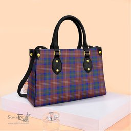 ScotsTee Shop Scottish Chisholm Hunting Modern Clan Tartan Leather Bag with Shoulder Strap