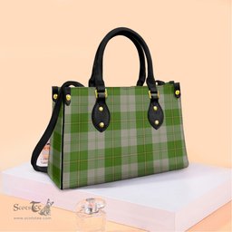 ScotsTee Shop Scottish Cunningham Dress Green Dancers Clan Tartan Leather Bag with Shoulder Strap