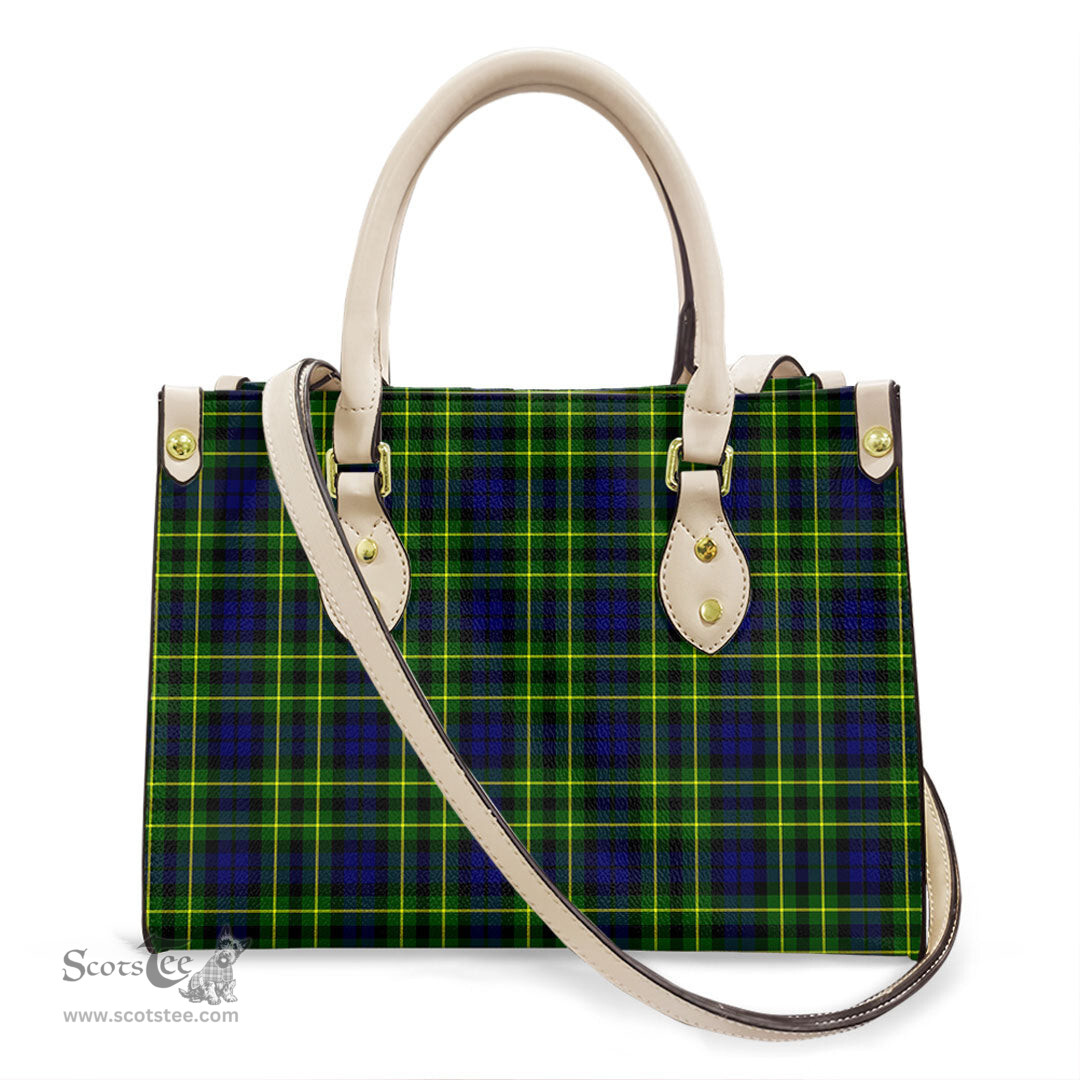 ScotsTee Shop Scottish Campbell of Breadalbane Modern Clan Tartan Leather Bag with Shoulder Strap