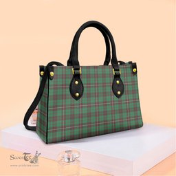ScotsTee Shop Scottish MacKinnon Hunting Ancient Clan Tartan Leather Bag with Shoulder Strap