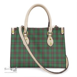 ScotsTee Shop Scottish MacKinnon Hunting Ancient Clan Tartan Leather Bag with Shoulder Strap